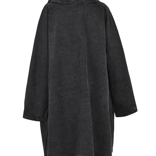 Load image into Gallery viewer, Loose Fit Black Denim Big Size Sweatshirt New High Collar Long Sleeve Women Big Size Fashion Spring Autumn 2025 1K166
