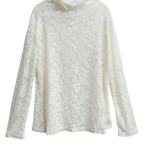 Load image into Gallery viewer, Women Black Thin Lace Perspective Elegant Big Size T-shirt New Turtleneck Long Sleeve Fashion Spring Autumn 2025 1DH7141
