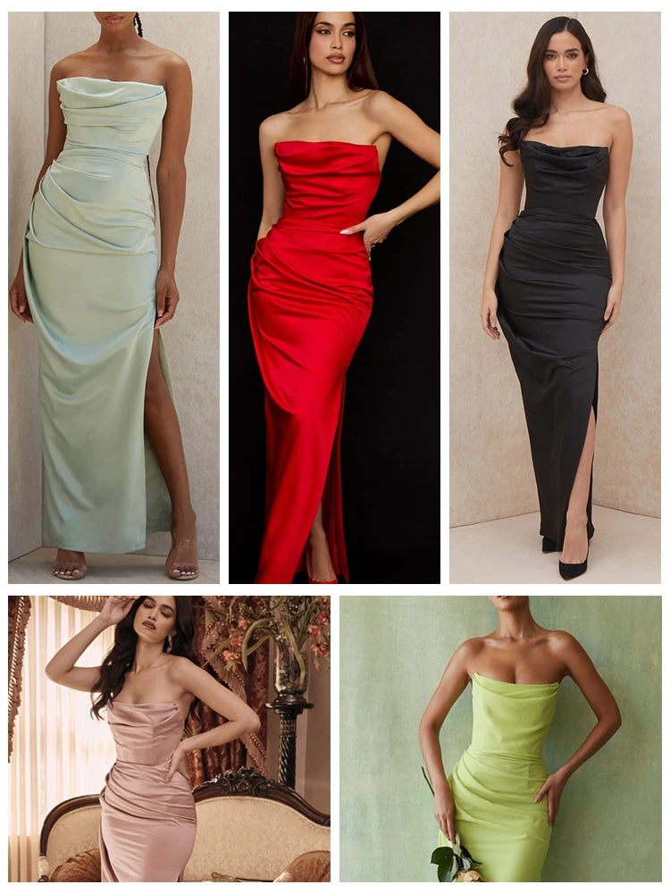 Wedding Guest Dress Women High Quality Summer Satin Formal Occasion Party Dress House of Cb Green Ceremony Dress