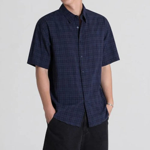 Load image into Gallery viewer, Men's Plaid Short Sleeve Shirts New Summer Single Breasted Korean Handsome Turn-down Collar Trendy Male Clothing 9W1633
