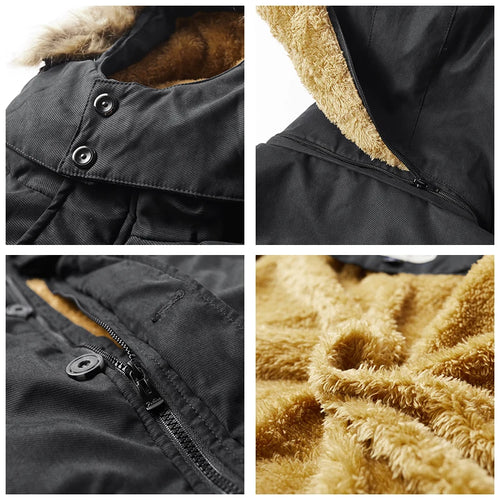 Load image into Gallery viewer, Men Thick Windproof Parka Autumn Winter New Fleece Warm Removable Hooded Military Tactical Parka Men Coat Parka Outwear Men
