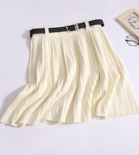 Women Solid Elegant Sexy Club Pleated A-line Short Skirt Summer High Waist Festival Party Knitted Mini Skirt Fashion Popular New
