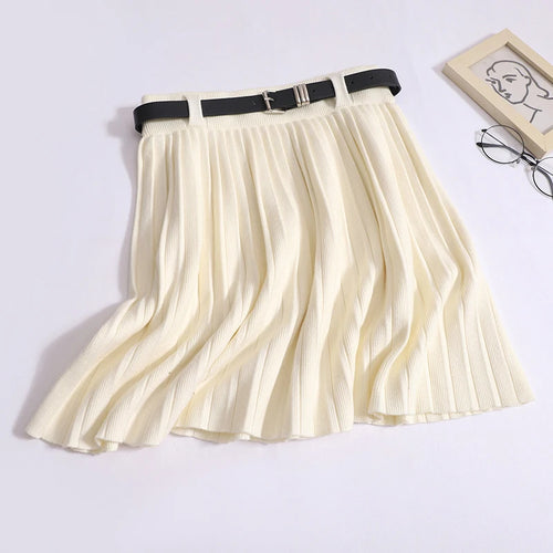 Load image into Gallery viewer, Women Solid Elegant Sexy Club Pleated A-line Short Skirt Summer High Waist Festival Party Knitted Mini Skirt Fashion Popular New
