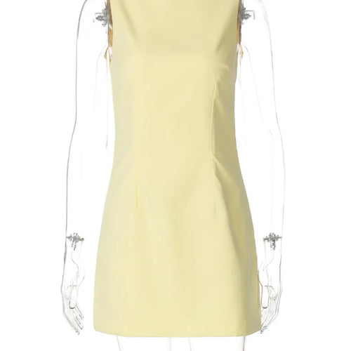 Load image into Gallery viewer, Fashion Sleeveless Sexy Mini Dress For Women Solid Color O Neck Zipper Two Layer Bodycon Club Party Dress Elegant
