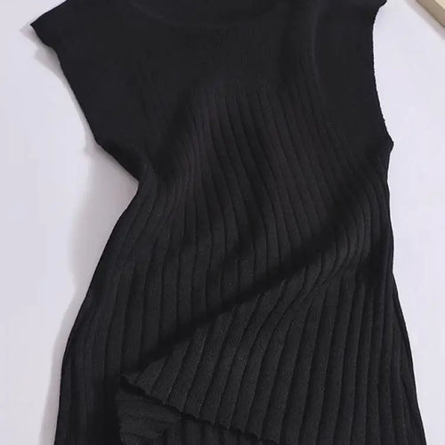 Load image into Gallery viewer, Korean Women Solid Striped Round Neck Knitted Vest 2024 Summer Sleeveless Basic Pullover Tank Tops Versatile Streetwear clothes
