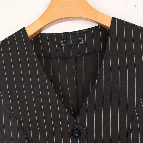 Load image into Gallery viewer, Black White Blue Stripe V Neck Sexy Sleeveless Tank Tops Summer Clothes Women Fashion Single Breasted Asymmetrical Vest Trendy
