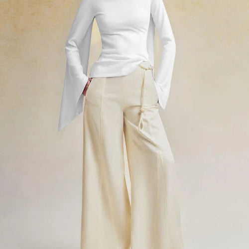 Load image into Gallery viewer, Autumn Winter Women&#39;s Solid Pullovers Tops 2024 New Fashion Flared Sleeves Long Sleeves Zipper Boat Neck Warmth Originality Tops
