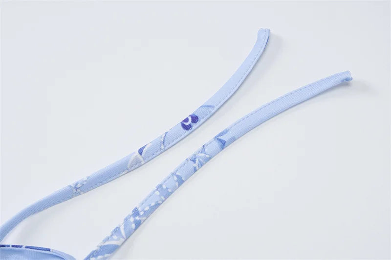 Summer Backless Print Maxi Dress Women Beach Holiday Gown Elegant Halter Deep V Neck Sleeveless Bodycon Long Dress