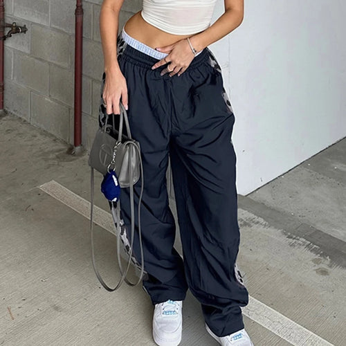 Load image into Gallery viewer, Streetwear Leopard Patchwork Loose Women Trousers Drawstring Joggers Casual Harajuku Sporty Pants Full Length Outfits
