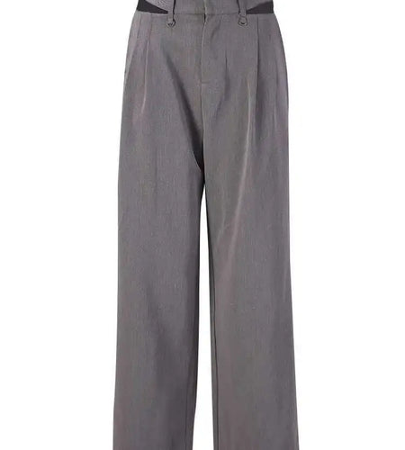 High Waist Gray Hollow Out Zipper Wide Leg Pants New Loose Fit Trousers Women Fashion Tide Spring Autumn 2025 1DF6568