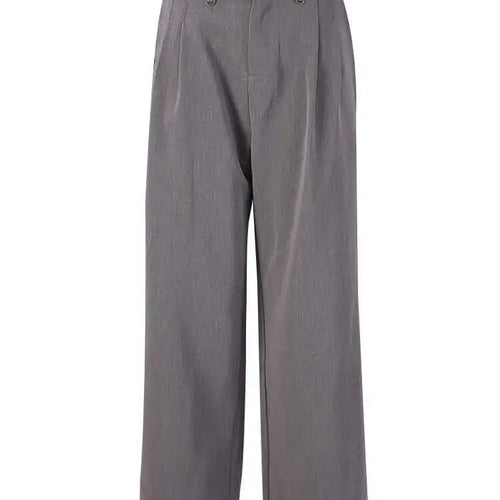 Load image into Gallery viewer, High Waist Gray Hollow Out Zipper Wide Leg Pants New Loose Fit Trousers Women Fashion Tide Spring Autumn 2025 1DF6568
