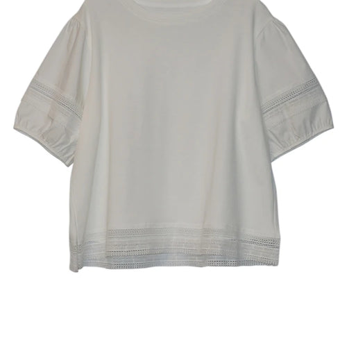 Load image into Gallery viewer, Women Black Lace Hollow Out Big Size Casual T-shirt New Round Neck Short Sleeve Fashion Tide Spring Summer 2025 1DJ1136
