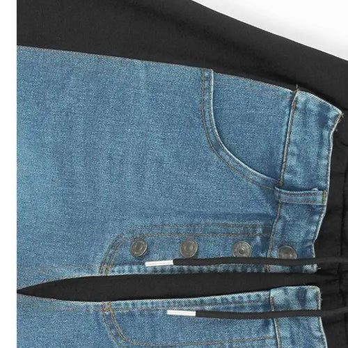 Load image into Gallery viewer, High Elastic Waist Black Denim Color-block Drawstring Half-body Skirt Women Fashion Tide New Spring Autumn 2025 1DJ0084
