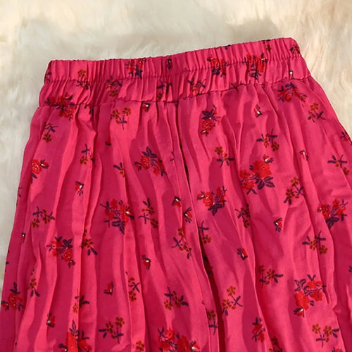 Load image into Gallery viewer, Vintage Floral Print Skirt Women's Summer Sweet Pleated Skirt Elastic High Waist A-line Fashion Plissee Skirts Elegant
