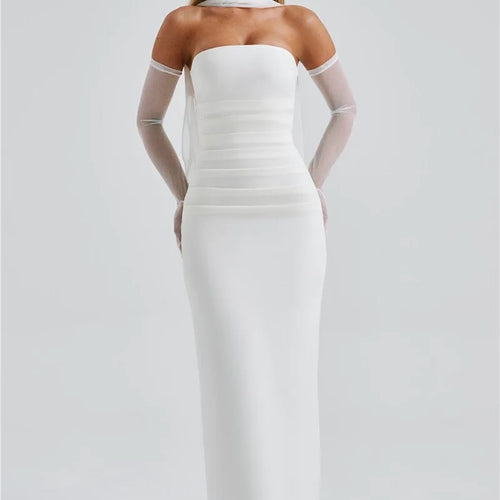 Load image into Gallery viewer, Scarf Collar Strapless Sexy Maxi Dress For Women Fashion Off-shoulder Backless Bodycon Club Party Long Dress Elegant
