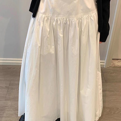 Load image into Gallery viewer, Solid Loose Spliced Folds Casual Skirts for Women High Waist Patchwork Lace Up Minimalist Skirt Female Clothing New
