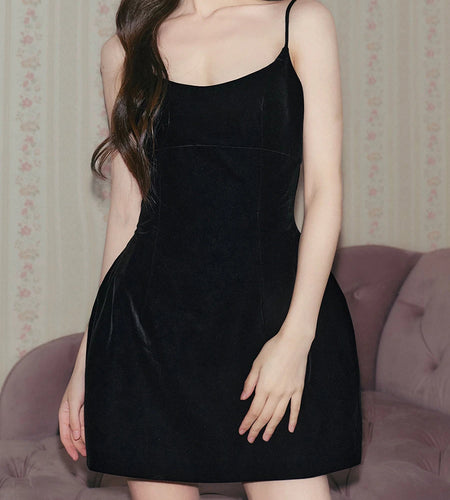 Black Slimming Basics Dresses for Women Square Neck Sleeveless High Waist Temperament Mini Dress Female Clothes New