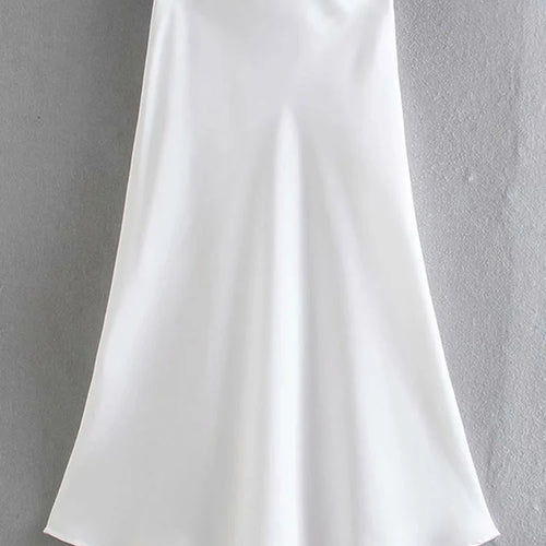 Load image into Gallery viewer, Hot Sale Solid Satin Elastic Waist Women A-Line Skirt Summer Female Slim Falda
