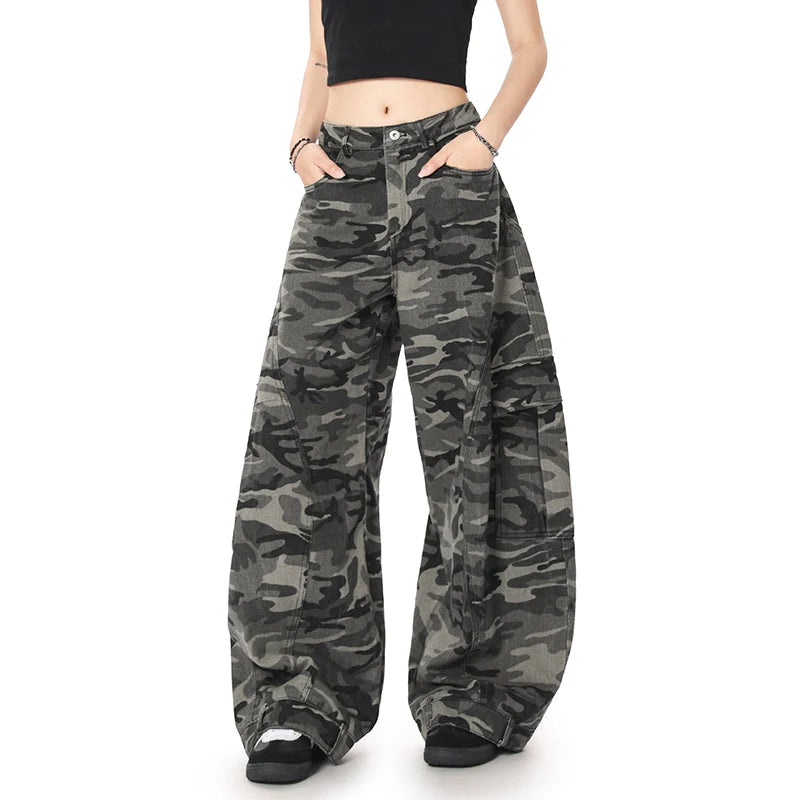 Men's Cargo Pants New American Straight Wide Leg Chic Curved Knife Stylish High Street Male Casual Summer Bottoms 9W1923