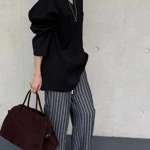 Load image into Gallery viewer, Women Gray Double Pocket Big Size Elegant Mini Dress New V--Neck Long Sleeve Fashion Tide Spring Autumn 2025 1DH7310
