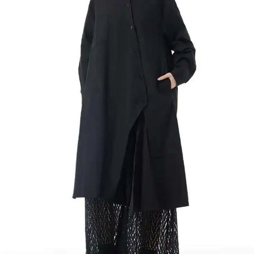 Load image into Gallery viewer, Women Purple Irregular Button Slit Big Size Shirt Dress New Lapel Long Sleeve Fashion Tide Spring Autumn 2025 1DH4827
