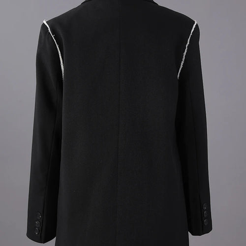 Load image into Gallery viewer, Women Black Color-block Burr Big Size Elegant Blazer New Lapel Long Sleeve Jacket Fashion Tide Spring Autumn 2025 1DH9734
