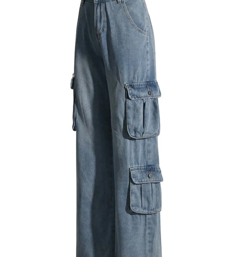 Minimalist Denim Wide Leg Pants For Women High Waist Patchwork Zipper Loose Jeans Female Fashion Style Clothes