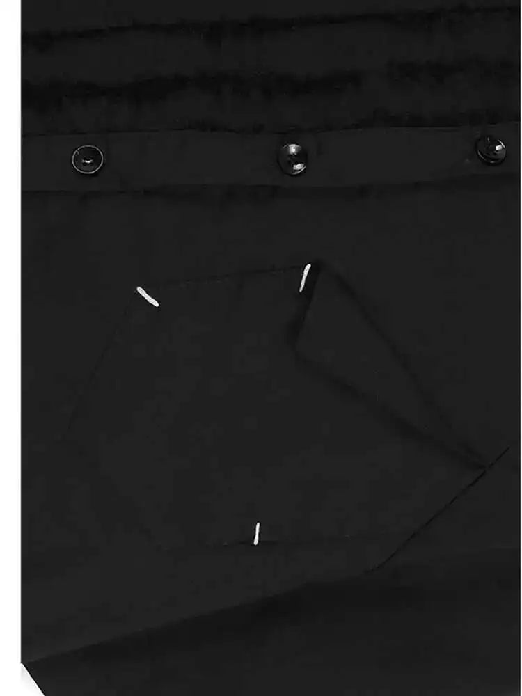 Women Black Irregular Hem Burr Big Size Blouse New Lapel Short Sleeve Shirt Fashion Tide Spring Summer 2025 1DH6182