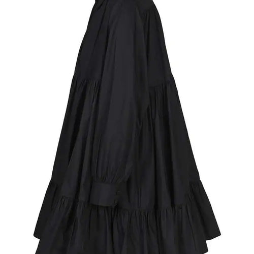 Load image into Gallery viewer, Women Black Pleated Elegant Mini Shirt Dress New Lapel Long Sleeve Loose Fit Fashion Tide Spring Autumn 2025 1DE365901
