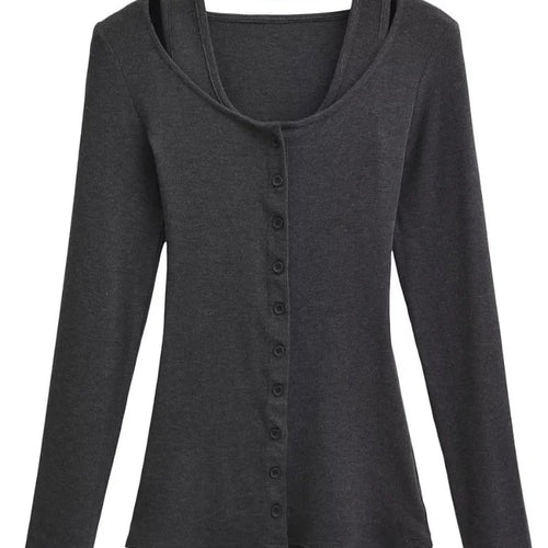 Load image into Gallery viewer, Y2k Sexy Fake Two Pieces Set Long Sleeve Halter Top Women Solid Skinny Patchwork Basic Tee Shirts Korean Fashion  Tshirts
