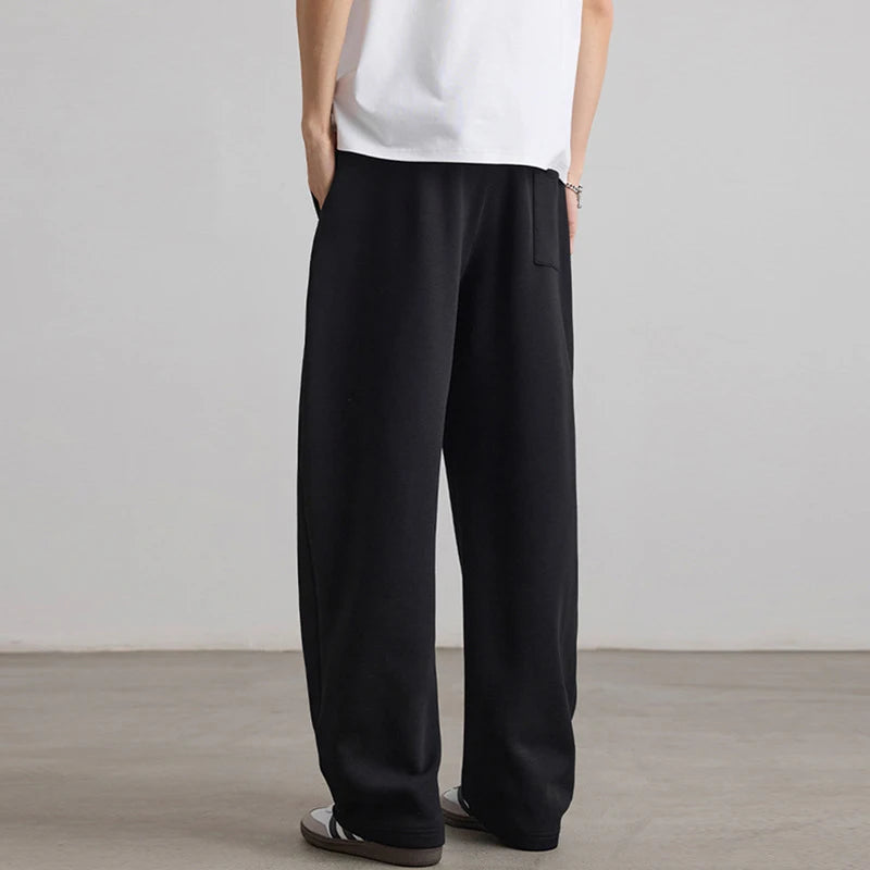 Men's Sweatpants New Threedimensional Cut Curved Knife Pants Elastic Waist Straight Leg Trendy Male Causal Bottoms 9W1904