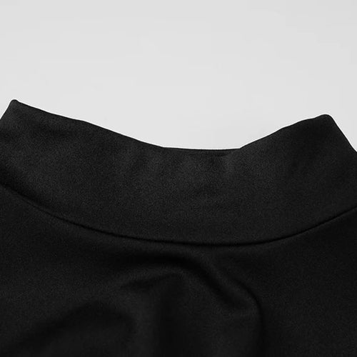 Load image into Gallery viewer, Sexy Half High Collar Half Sleeve Patchwork Mini Dress Women Slim Elegant High Waist Dress Streetwear Female Clothes
