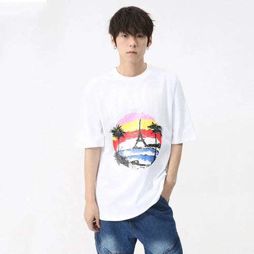 Load image into Gallery viewer, Simple Loose Men&#39;s T-shirts Casual Round Neck Printing Male Pullover Tees Short Sleeve Summer Fashion Tide 9C6150
