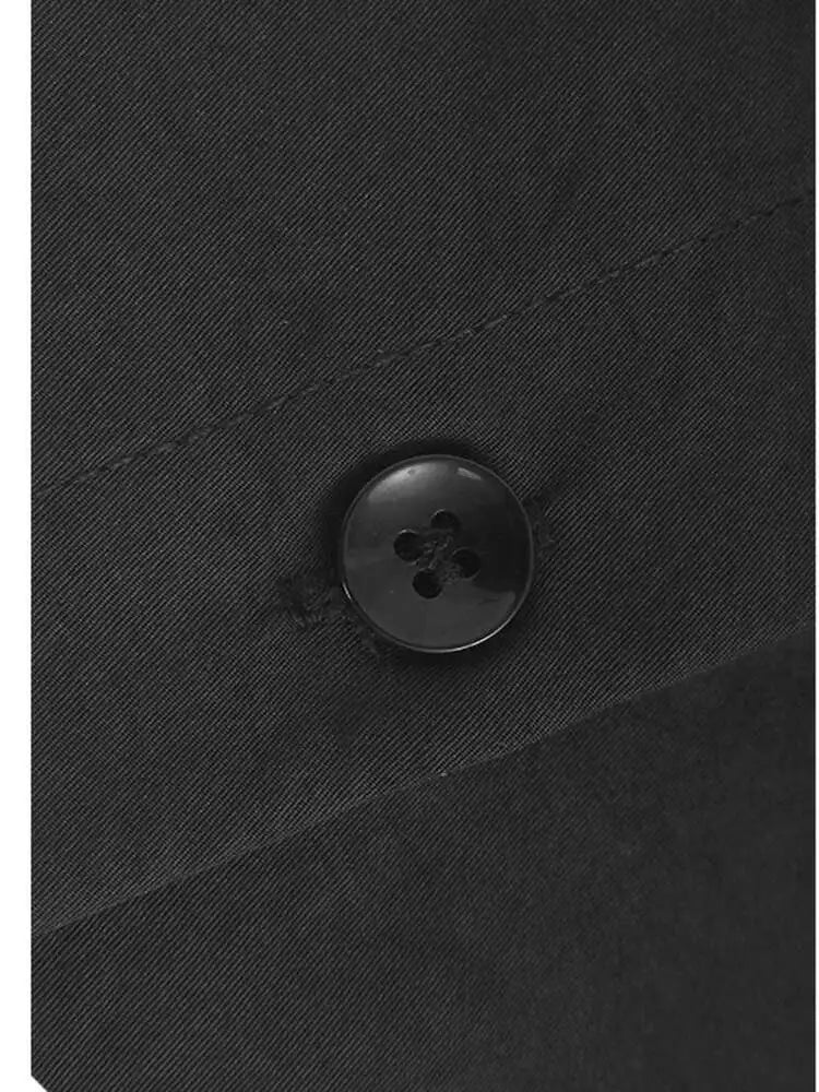 Women Black Pu Leather Vest False Two Big Size Shirt Dress New Lapel Long Sleeve Fashion Tide Spring Autumn 2025 1DH9653