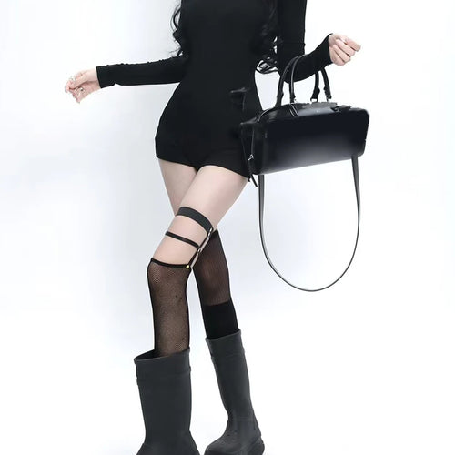 Load image into Gallery viewer, Solid Spliced Lace Up Jumpsuits For Women O Neck Long Sleeveless High Waist Temperament Jumpsuits Female Fashion
