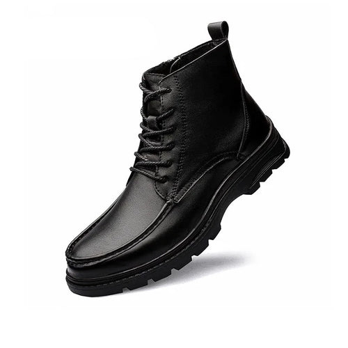 Load image into Gallery viewer, Winter Black Leather Comfy Men&#39;s Shoes Fashion Luxury Brand Men Boots New Design Classical Style Man Casual Boots
