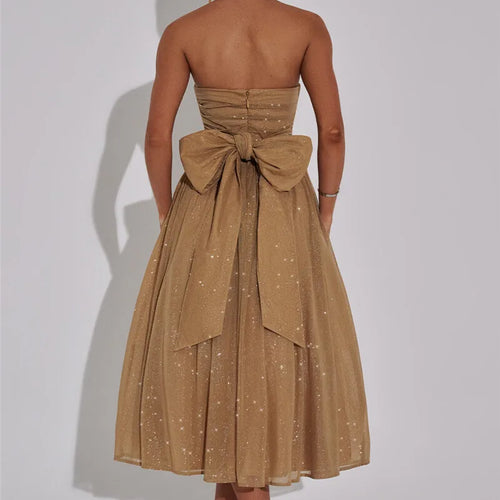 Load image into Gallery viewer, Off-shoulder Backless Bow Sexy Maxi Dress For Women Strapless Sleeveless A-line Loose Pleated Sexy Long Dress Clubwear
