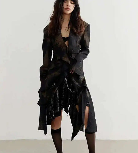 High Waist Black Asymmetrical Hem Sequins Shining Mini Half-body Skirt Women Fashion Tide New Spring Summer 2025 1DH6944