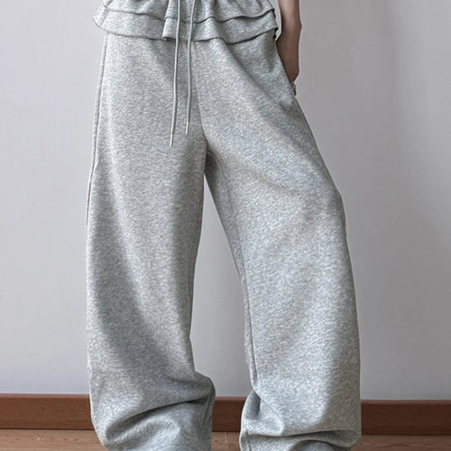 Load image into Gallery viewer, High Elastic Waist Gray Ruffles Drawstring Wide Leg Pants New Trousers Women Fashion Tide Spring Autumn 2025 1DH9617
