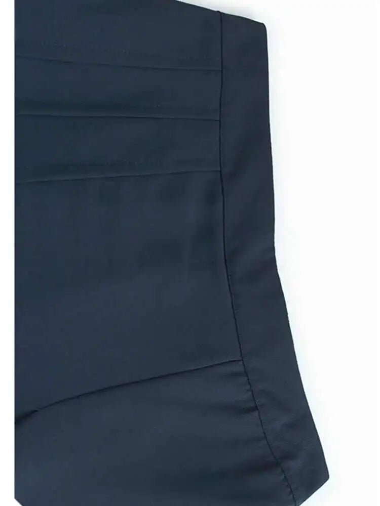 High Elastic Waist Dark Blue Pleat Elegant Long Wide Leg Pants New Trousers Women Fashion Tide Spring Autumn 2025 1DH9806