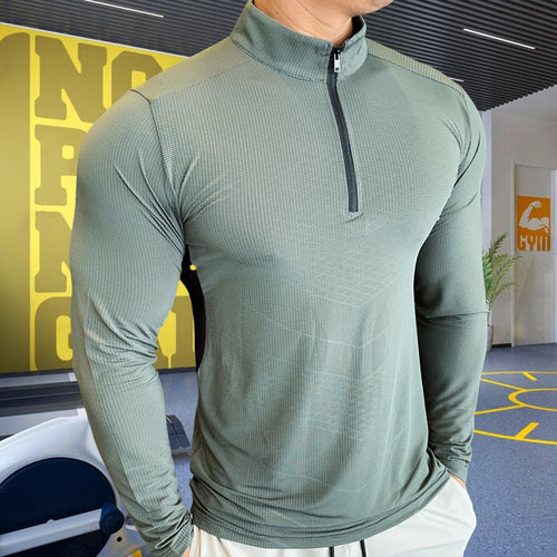 Load image into Gallery viewer, Mens Fitness Trainer Training Tshirts Tops Gym Workout Compression Sweatshirt for Running Football Jersey High Collar Sportswear
