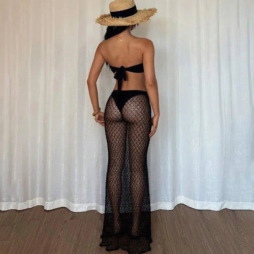 Load image into Gallery viewer, Strapless Sexy Tops And Skirt 2 Pieces Sets Wome Lace Sleeveless Crop Tops And See Through Long Skirt Two Pieces Sets
