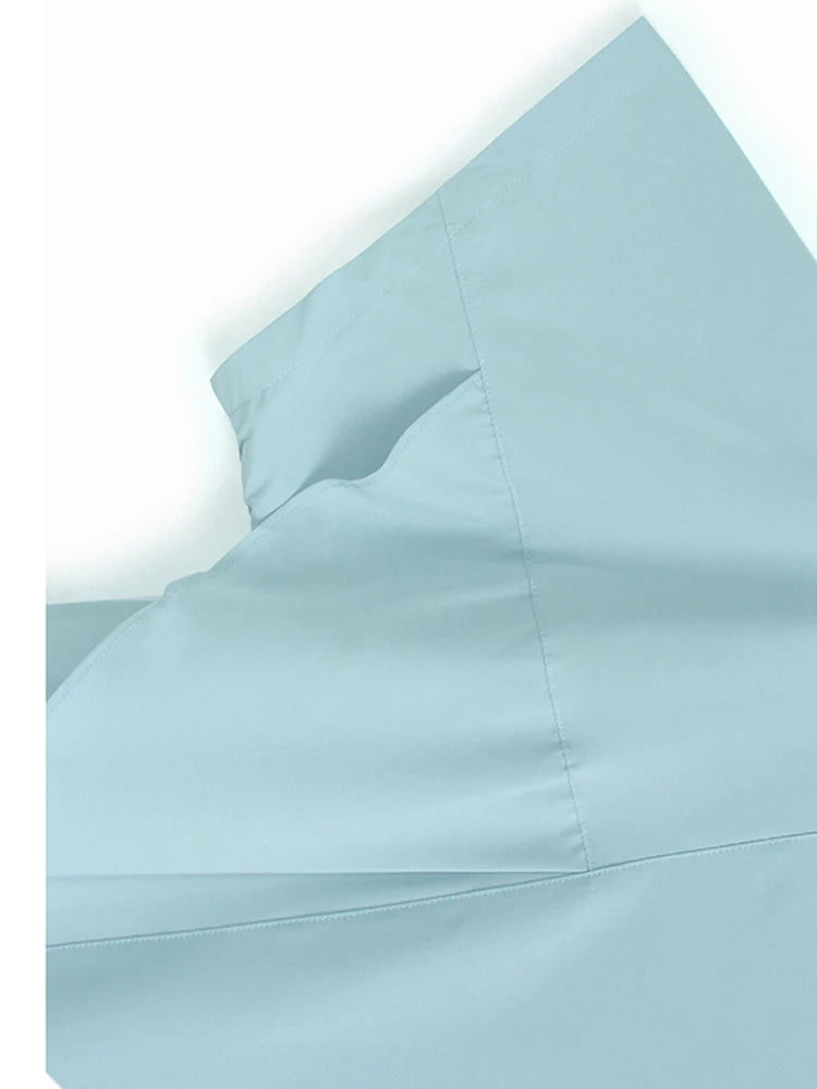 Women Blue Pleated Irregular Big Size Midi Dress New Round Neck Short Sleeve Fashion Tide Spring Summer 2025 1DJ1230