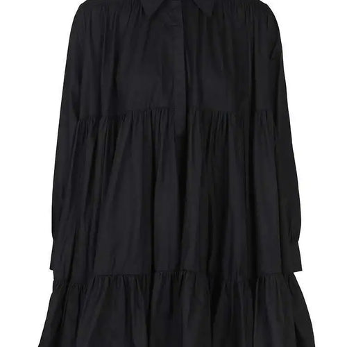 Load image into Gallery viewer, Women Black Pleated Elegant Mini Shirt Dress New Lapel Long Sleeve Loose Fit Fashion Tide Spring Autumn 2025 1DE365901
