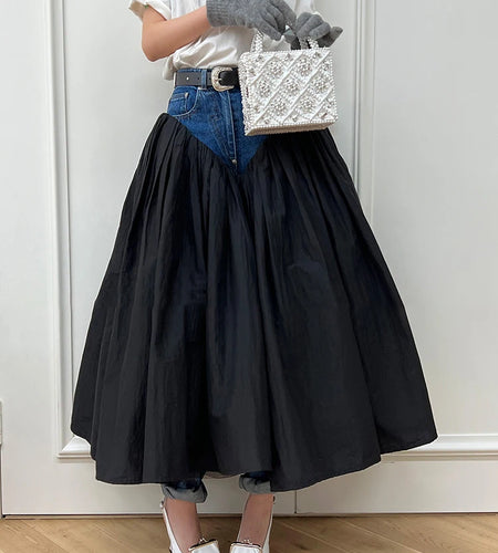 Chic Designer Denim Pants For Women High Waist Patchwork Pockets Casual Slimming Straight Jeans Female Fashion