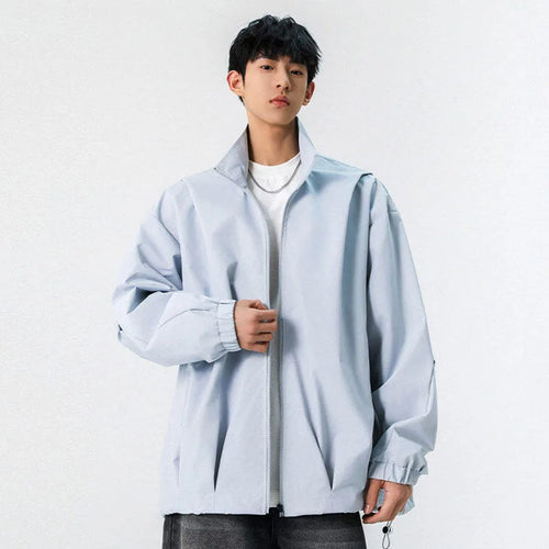 Load image into Gallery viewer, Male Hooded Jacket Solid Color Spring New High Street Drawstring Casual Zipper Tide Style Men&#39;s Jackets American 9W1241
