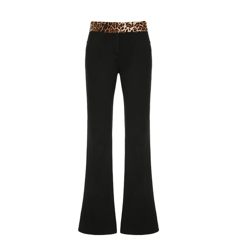 Load image into Gallery viewer, Fashion Leopard Patched Skinny Low Rise Flare Pants Vintage Elegant Clubwear Party Full Length Trousers Boot Cut 2024
