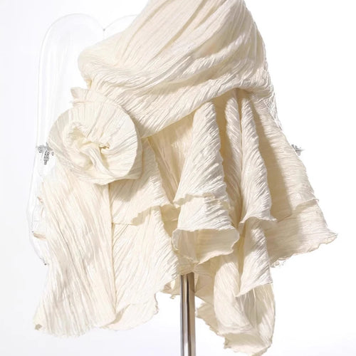 Load image into Gallery viewer, Women Silver Gray Textured Pleated Ruffles Vest Dress New Round Neck Sleeveless Fashion Tide Spring Summer 2025 7AB9278
