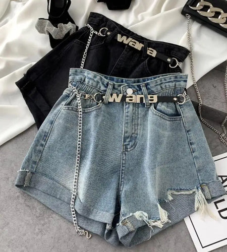 2023 Shorts Women Chic All-match Korean Casual Harajuku Teens Denim Short Trouser Basic Loose Wide-leg Womens Clothing