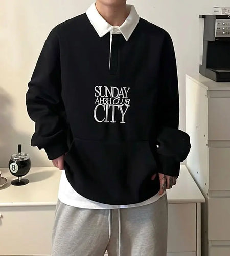 Men's Sweatshirt Letter Embroidery New Spring American Streetwear Casual Trend Stylish Male Long Sleeve T-shirt 9W1432